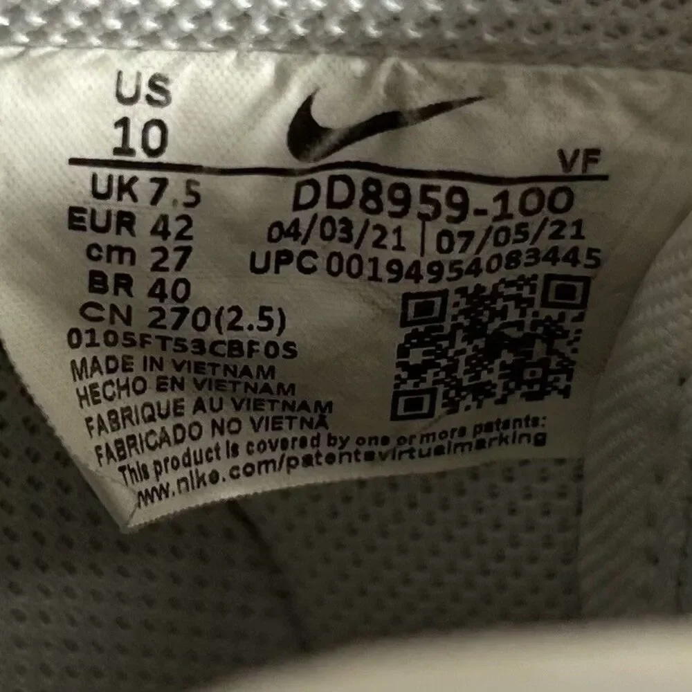 Nike Air Force 1 '07 Low DD8959-100 Women’s Size 10 White Leather Athletic Shoes